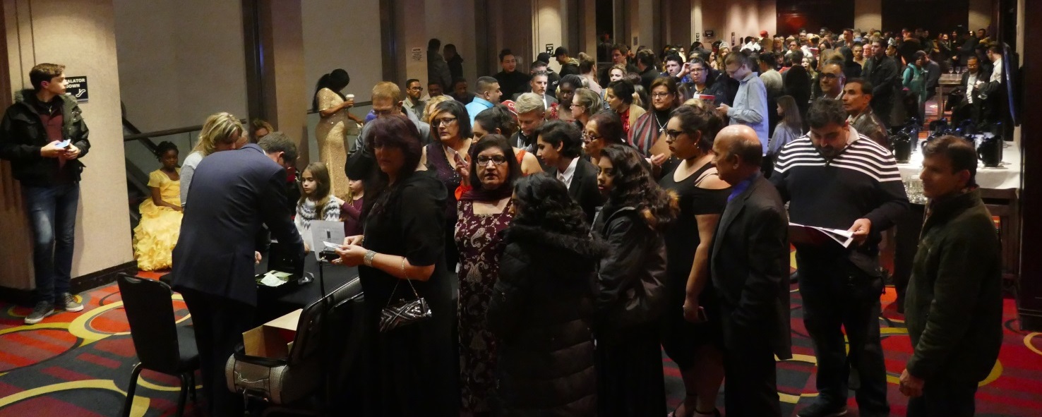 crowd of parents and friends waiting to see the beauty pageant in toronto canada 21 jan 2018